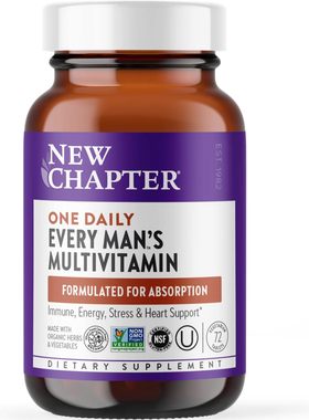 美国代购New Chapter Men's Multivitamin for Immune, Stress, H