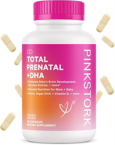 美国代购Pink Stork Total Prenatal Vitamins with DHA, Choline