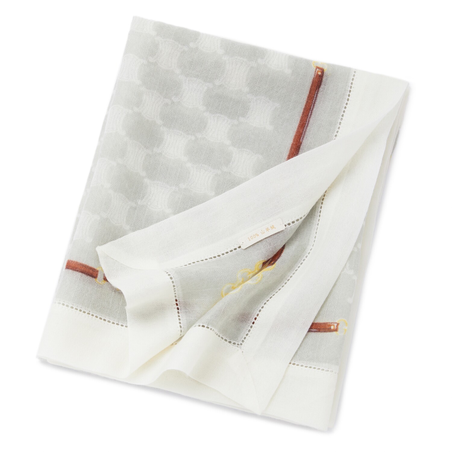 欧美轻奢春夏季薄款纯羊绒戒指绒双层包边围巾女空调房用印花方巾