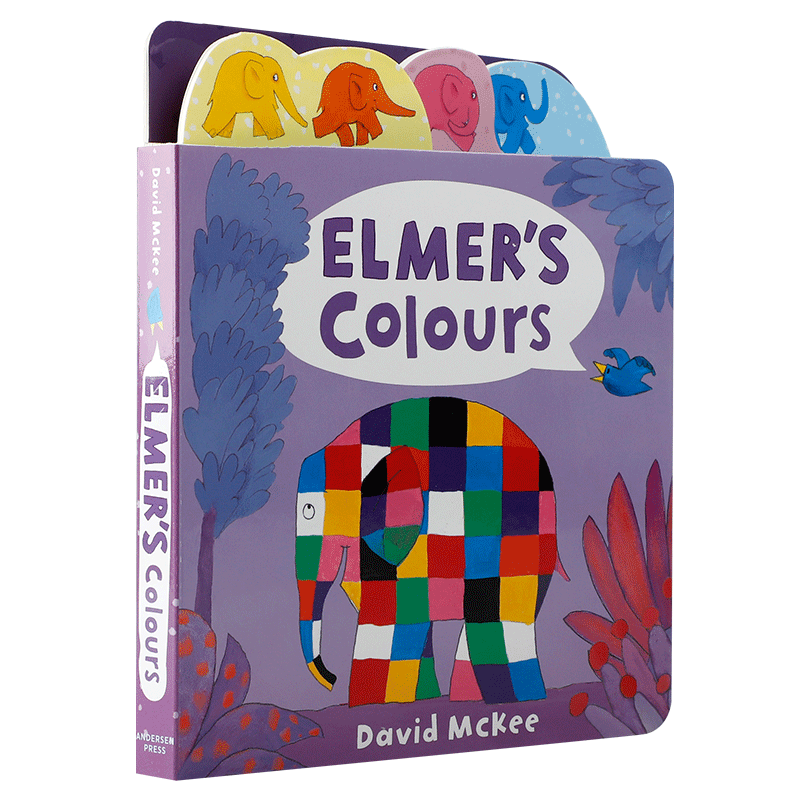 英文原版绘本Elmer's Colours花格子大象艾玛的颜色 0-2岁低幼儿童英语启蒙认知绘本宝宝撕不烂纸板书 亲子互动共读早教故事书