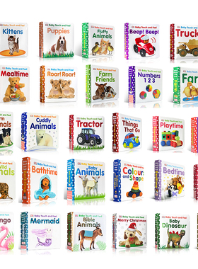 DK婴幼儿宝宝触摸书系列英文版绘本Baby Touch and Feel animals动物Bedtime数字123英语启蒙0-1-3岁认知早教babytouchandfeel