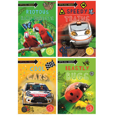 英文原版It's all about 系列4本Fast Cars/Speedy Trains/Beastly Bugs/Riotous Rain Forests 儿童英语课外阅读科普百科图鉴书