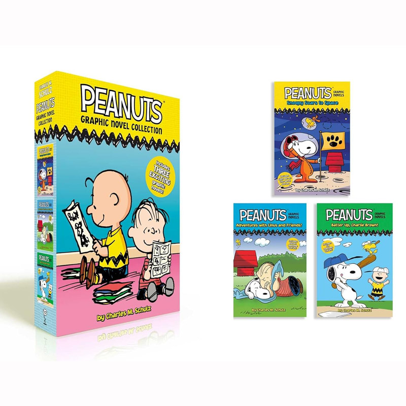 花生:花生漫画小说集 3集盒装 Peanuts: Peanuts Graphic Novel Collection8-12岁儿童平装漫画与花生帮一起从外太空到棒球场冒险!