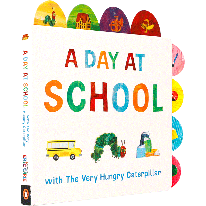英文原版纸板书A Day at School with The Very Hungry Caterpillar与饥饿的毛毛虫一起在校园里度过一天Eric Carle启蒙绘本