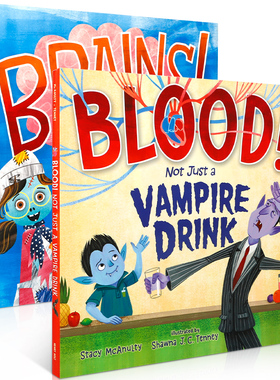 英文原版...吸血鬼饮料 系列2本Brains!/ Blood! 4-8岁儿童启蒙科普入门/了解世界 幽默搞笑 STEAM主题科学故事精装绘本