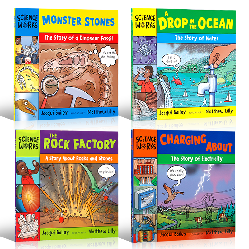 英文原版绘本Science Works系列Monster Stones 恐龙化石的故事 A Drop in the Ocean 水的故事科学与地理科普充电系列