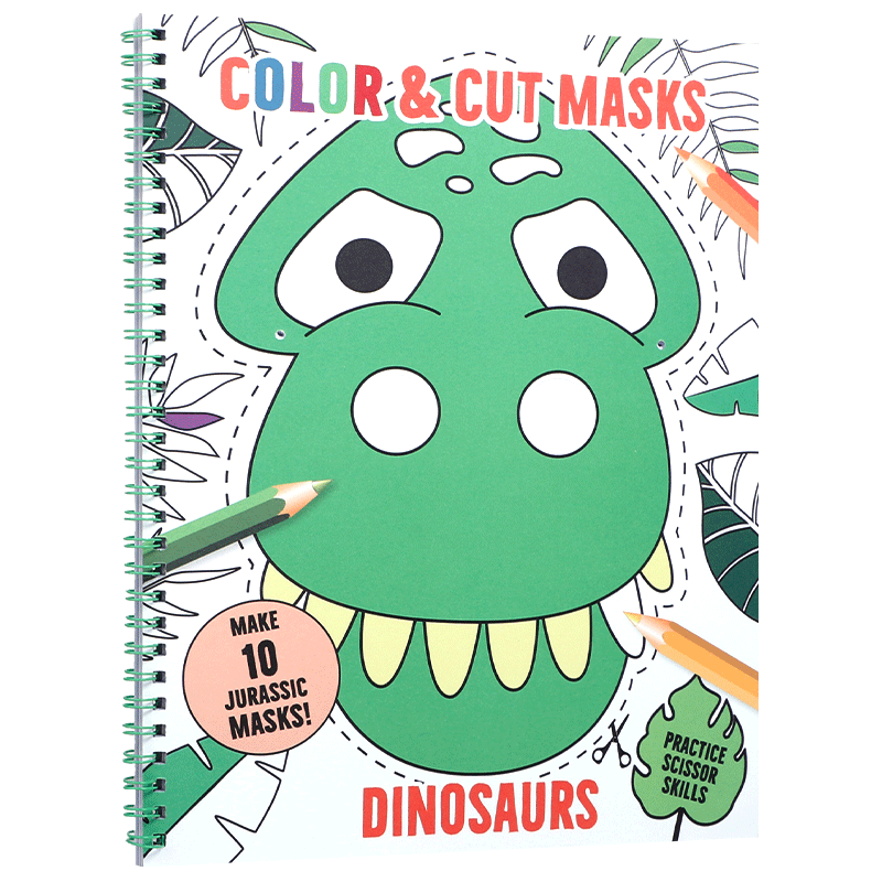 英文原版 Color Cut Masks: Dinosaurs 彩色和切割面具:恐龙 儿童颜色形状认知入门恐龙知识科普激发孩子的创造力培养孩子的想象力