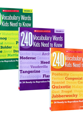 英文原版 孩子需要知道的240个单词系列4-6级 240 Vocabulary Words Kids Need to Know Grade#4-6小学生课外写作练习词汇学乐出版