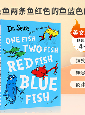 英文原版绘本One Fish, Two Fish, Red Fish, Blue Fish一条鱼两条鱼红色的鱼蓝色的鱼平装苏斯博士英语启蒙早教读物搞笑故事