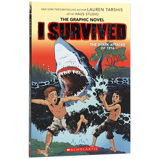 英文原版 1916年我在鲨鱼袭击中幸存下来 I Survived Graphic Novel #2 I Survived the Shark Attacks of 1916幸存者系列漫画小说
