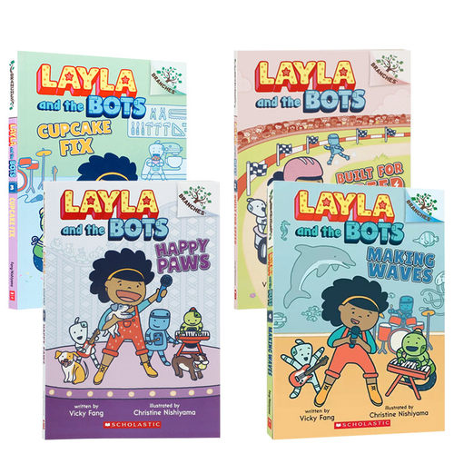 英文原版 Layla and the Bots Vicky Fang莱拉和机器人4册学生英语学习书籍课外阅读读物 Scholastic学乐出版青少年桥梁章节书-封面