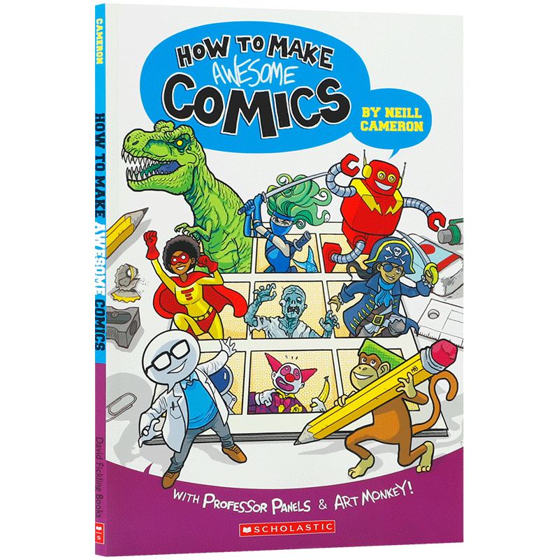 英文原版 How to Make Awesome Comics 如何制作很棒的漫画 全彩漫画制作指南 8-12岁青少年儿童趣味教学益智娱乐游戏书