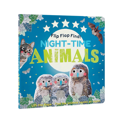 英文原版绘本Flip Flap Find Nighttime Animals 夜行动物 DK出版低幼儿童英语启蒙认知绘本 宝宝感官启蒙自然趣味纸板翻翻书