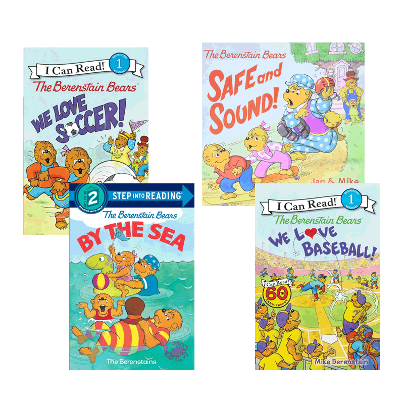 英文原版绘本进口 The Berenstain Bears: We Love Soccer!贝贝熊爱运动 温馨家庭 系列4本儿童启蒙认知3-6岁
