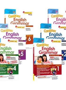 英文原版进口SAP新加坡小学英语教辅 Conquer Grammar Workbook 1-6年级攻克语法系列小学英语语法训练练习册      7-12岁