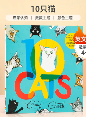 英文原版 10 Cats 10只猫 低幼早教启蒙认知绘本 Two Hoots出版 4-8岁宝宝儿童基础概念认知颜色主题图书平装
