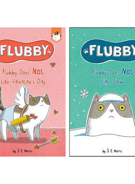 英文原版小说大懒猫系列2册Flubby #5Does Not Like Snow/Does Not Like Valentine's Day 情人节儿童英语课外阅读冒险书