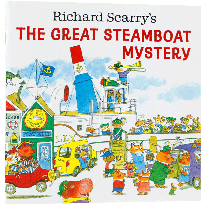 Richard Scarry:Richard Scarry's The Great Steamboat Mystery 蒸汽船之谜 平装 绘本 4-8岁 幽默故事 侦探推理 寻找线索