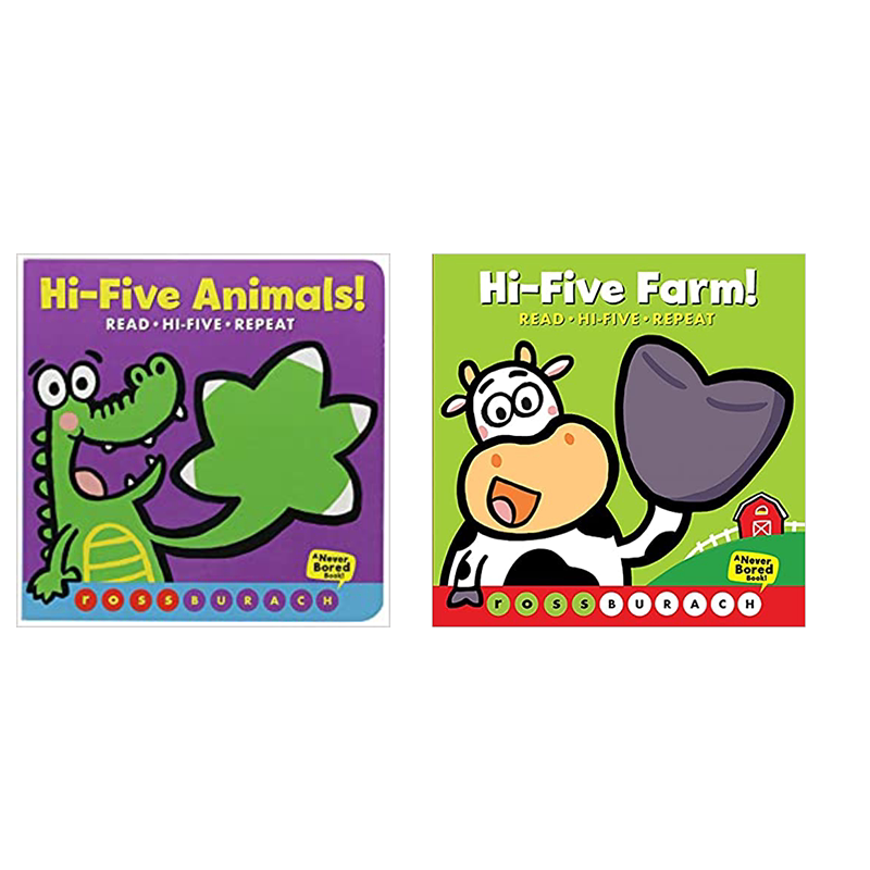 英文原版绘本Hi-Five击掌吧系列2册 Animals动物/Farm农场 低幼儿童英语启蒙认知绘本 宝宝撕不烂纸板书 亲子互动共读早教书