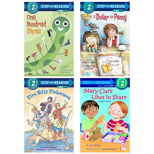 英文原版Step into Reading 2系列3本Five Silly Fishermen/A Dollar for Penny 儿童英语早教启蒙分级阅读读物 Random House出版