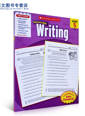 英文原版学乐能赢Scholastic Success with Writing, Grade 5儿童学习写作练习册国外5年级的写作成绩辅导书正版进口书籍读物