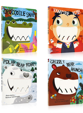 英文原版 Crunchy Board Books 系列4本 脆板书系列 4本 little bee books出版 4-8岁儿童宝宝低幼启蒙抽拉机关书纸板书