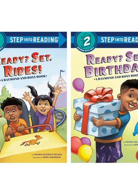 英文原版绘本兰登分级阅读二级Step into Reading Raymond and Roxy: Ready? Set. Birthday! / Ready? Set. Rides!准备好了吗2本