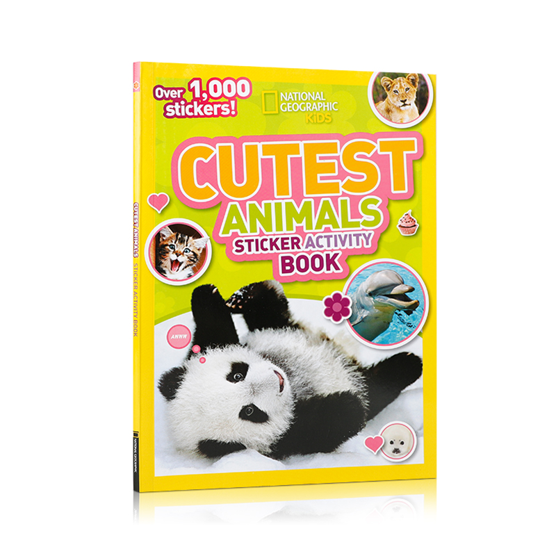 预售英文原版美国国家地理National Geographic Kids Cutest Animals Sticker Activity Book动物百科贴纸活动书提高宝宝动手能力