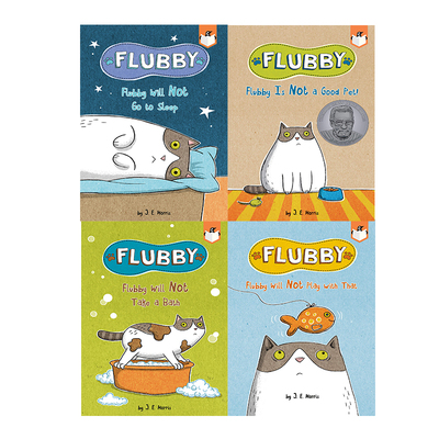 英文原版小说大懒猫Flubby系列4册 Flubby Will Not Go to Sleep/Take a Bath/Play with That儿童英语课外阅读冒险书Penguin企鹅