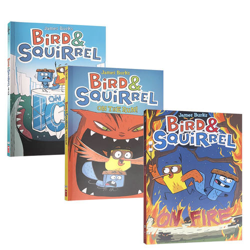 【西文优选】英文原版3册全彩漫画 Bird and Squirrel on the Run 小鸟与松鼠 儿童启蒙卡通趣味幽默漫画书 睡前英语读物 桥梁书