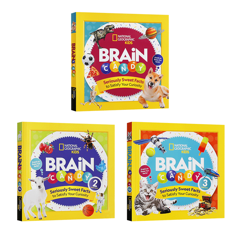 英文原版 Brain Candy脑轻松1-3系列3册 美国国家地理系列儿童科普百科全书National Geographic 10-14岁中小学生英语课外阅读读物