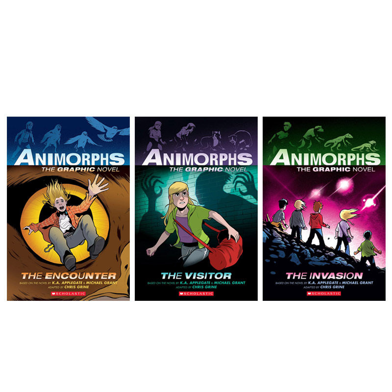 英文原版 Animorphs Graphix #1-3 动物变形人 系列3册 青少年课外阅读科幻奇幻漫画小说 科幻奇幻冒险故事全彩漫画书