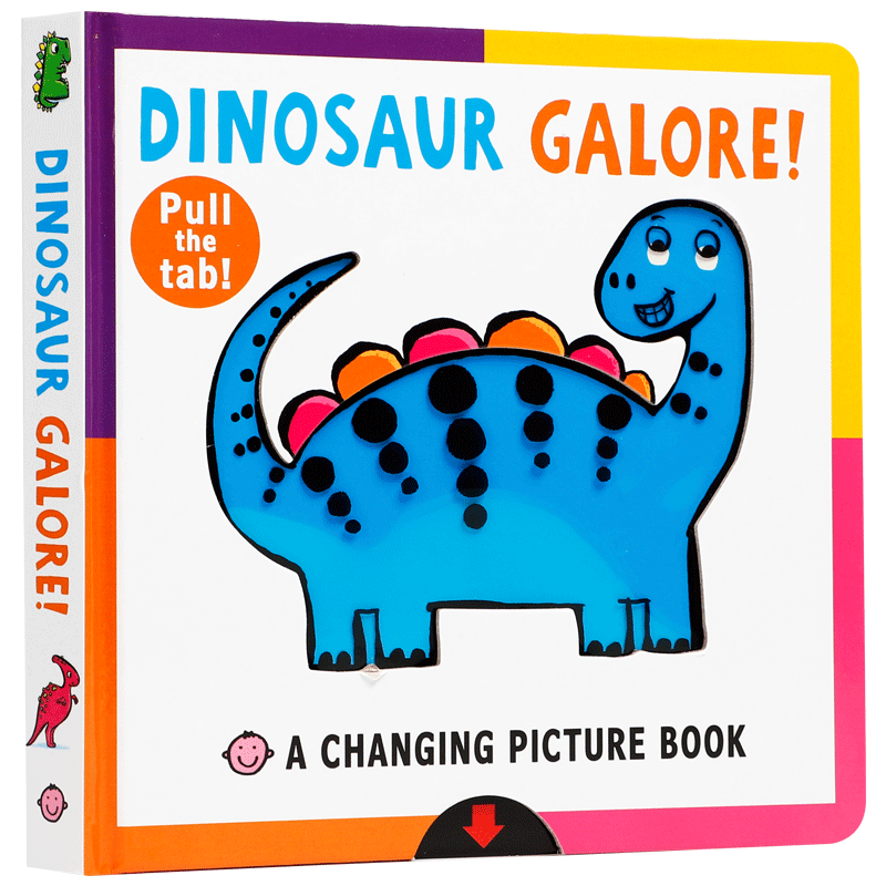 changing picture Book：Dinosaur Galore! 变化的画册：恐龙记 英文原版 纸板 启蒙认知绘本 变变益智游戏书 red green car系列