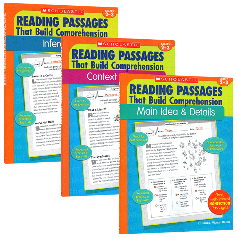 英文原版 Scholastic：Reading Passages That Build Comprehension 培养理解力的阅读段落 系列3本 儿童英文学习教辅