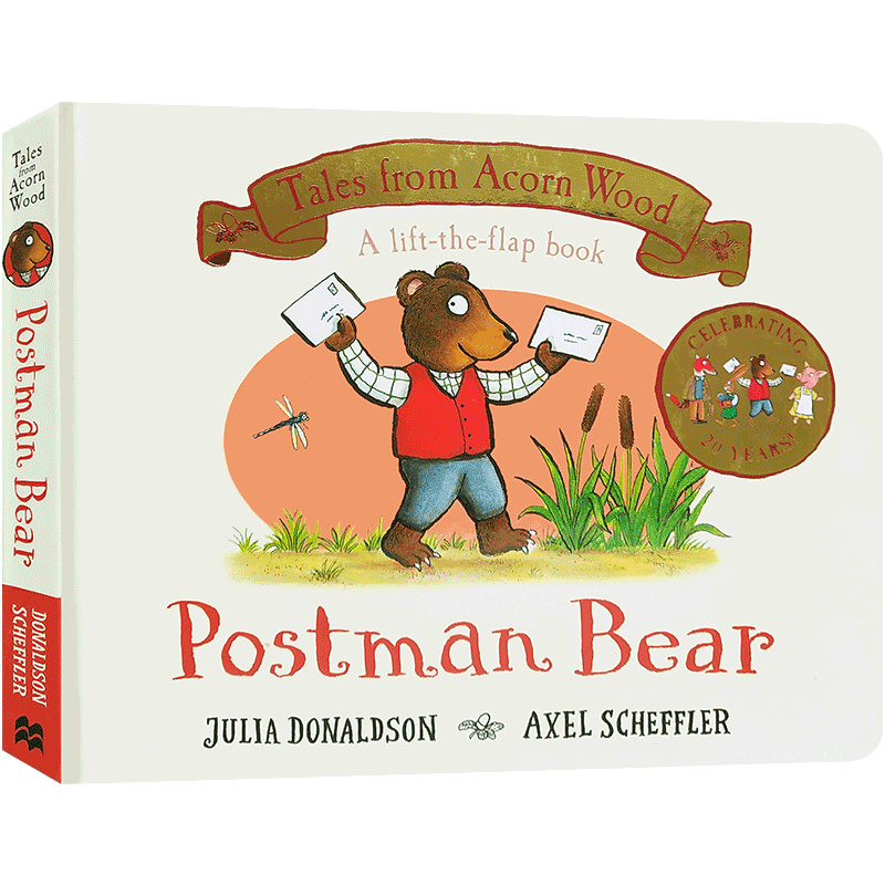 英文原版绘本 Tales From Acorn Wood: Postman Bear 小熊送信 儿童启蒙英语纸板翻翻书趣味读物 橡树林的故事 Julia Donaldson