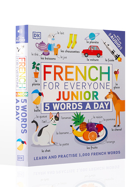 英文原版French for Everyone Junior: 5 Words a Day每个人的法语初级班每天5个单词 DK出版儿童课外拓展阅读读物 进口教材练习册