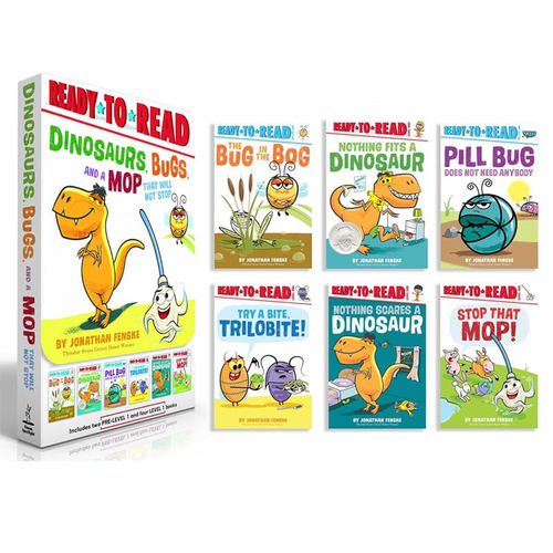 预售英文原版Ready to Read Dinosaurs, Bugs, and a Mop That Will Not Stop 齐齐学会读6册盒装 恐龙虫子和拖把分级读物 4-8岁