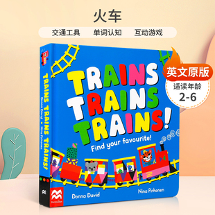 英文原版 纸板 Trains Macmillan 火车 Children 50辆小火车教你学单词 Books 6岁儿童宝宝单词认知纸板书