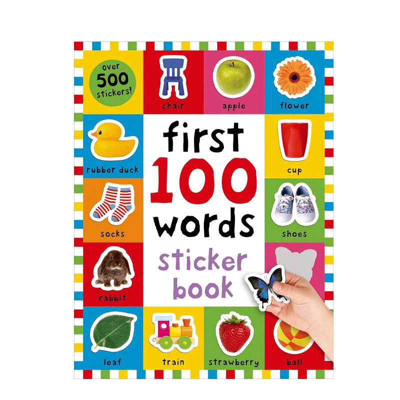 预售英文原版 First 100 Words Sticker Book 500+贴纸 100个单词 500+贴纸书 图文配对积累单词 2-6岁儿童宝宝单词认知贴纸书