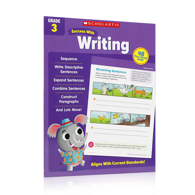 英文原版 Scholastic Success with Writing, Grade 3 学乐成功 8岁以上小孩学习写作练习册