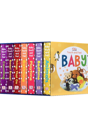 DK婴幼儿宝宝触摸书系列英文版绘本Baby Touch and Feel animals动物Bedtime数字123英语启蒙0-1-3岁认知早教babytouchandfeel