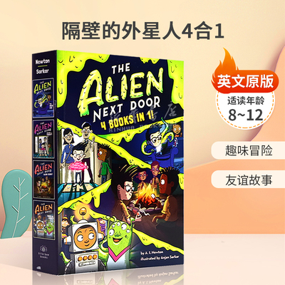 预售英文原版The Alien Next Door: 4 books in 1! 隔壁的外星人4合1 外星人与地球人 趣味冒险 友谊故事平装 桥梁章节书8-12岁