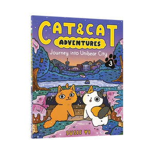 预售英文原版 Cat & Cat Adventures #3 Journey into Unibear City 双猫历险记3 独熊城之旅 6-10岁儿童宝宝魔幻奇幻漫画书