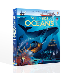 Usborne偷偷看里面系列英文原版See Inside Oceans海洋 尤斯伯恩出版 儿童海洋生物科普绘本 宝宝撕不烂纸板翻翻书