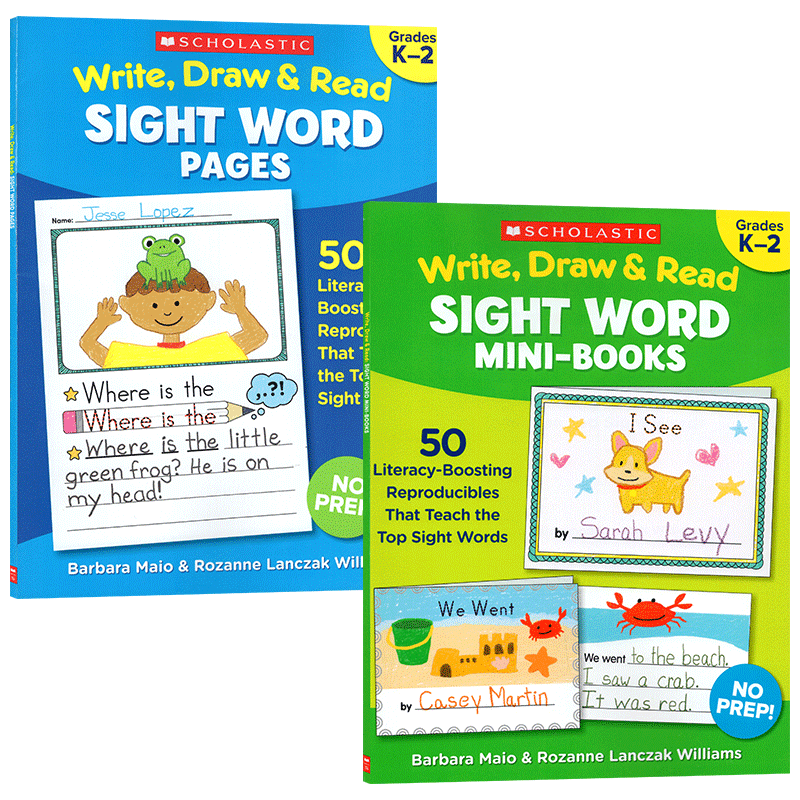 英文原版 Scholastic:Write, Draw & Read Sight 高频词可擦写 系列2本 5-7岁儿童宝宝单词认知高频词英文学习教辅阅读进阶