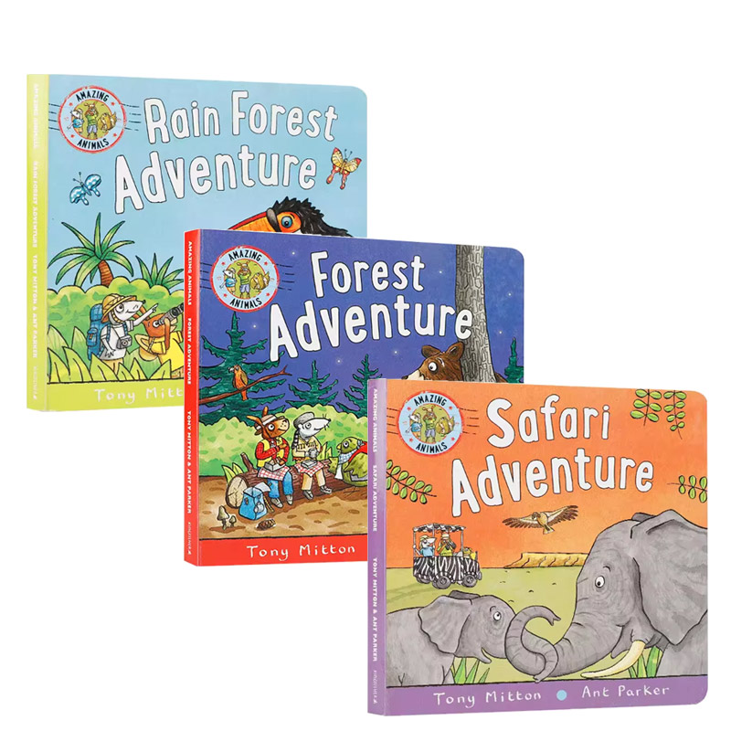 英文原版Amazing Animals神奇动物系列3册 Rain Forest Adventur/Ocean Adventure雨林探险/海洋探险纸板书儿童英语启蒙绘本图画书