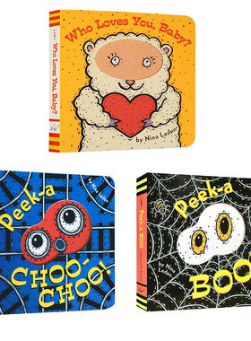 送音频英文原版绘本3册peek a zoo grow up choo boo 0-3岁洞洞书躲猫猫游戏英语启蒙翻翻书早教猜猜我是谁peek a who同系列