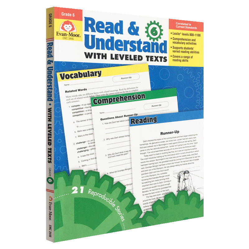 英文原版Read and Understand with Leveled Texts Grade 6 分级阅读理解练习 六年级 Evan Moor美国加州小学家庭教辅练习册6-9岁