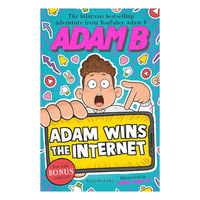 英文原版Adam B #1: Adam Wins the Internet亚当1 赢得互联网穿越互联网爆笑冒险幽默小说 黑白插图 冒险故事平装小说14岁+