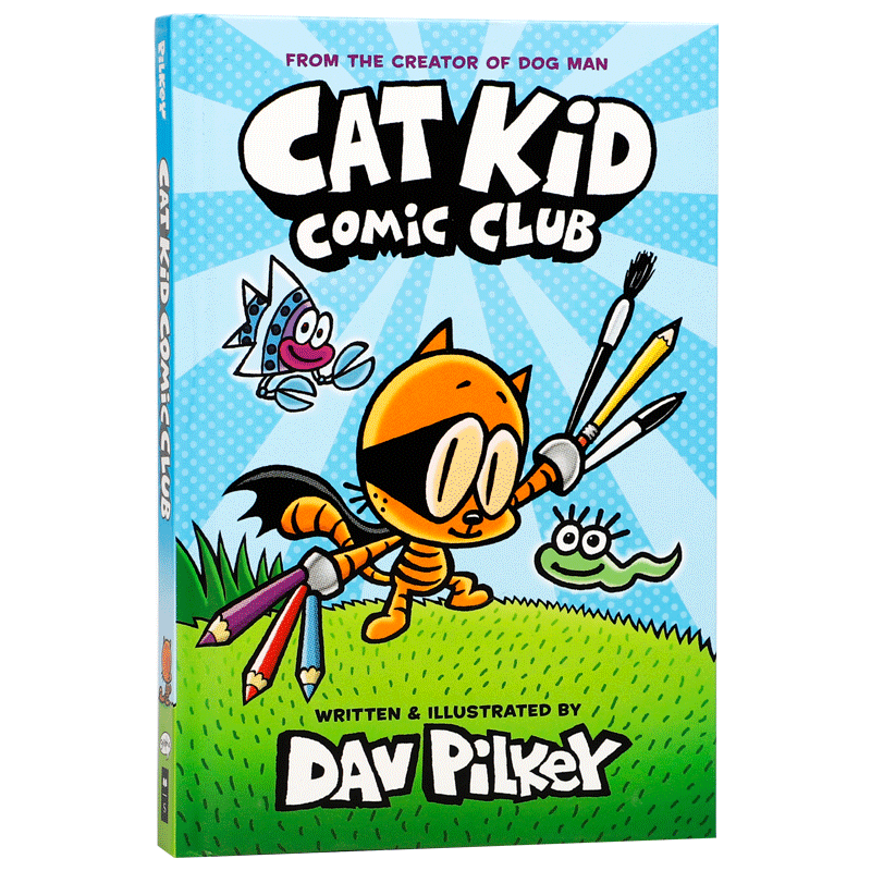 送音频英文原版Cat Kid Comic Club#1 (Hardcover)狗狗侦探-小彼蒂的漫画俱乐部Dog Man作者新作儿童漫画指导动手能力彩色插图精装